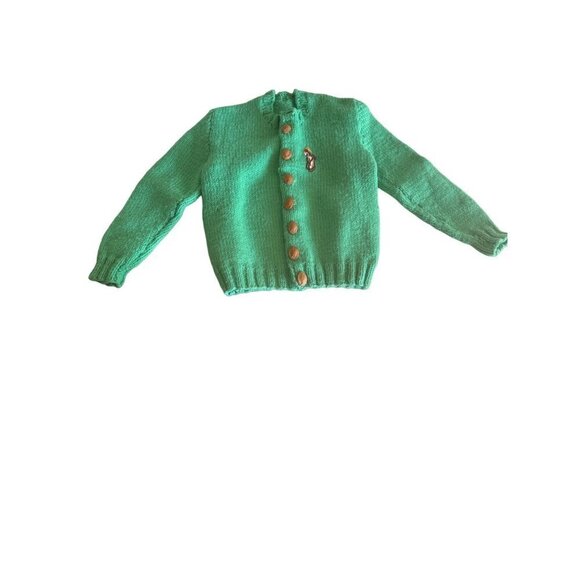 Handmade Green Child Size 3 Cardigan Sweater Golf Club Chest Patch - Picture 1 of 6